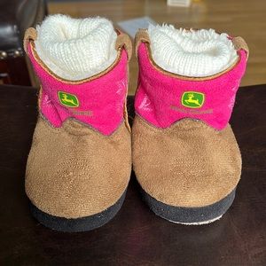 John Deere Baby Girl Pink Booties